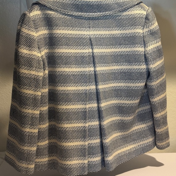 Stefanel Made in Italy Cropped Peacoat Jacket Womens Size 6 Blue White Cotton - Picture 4 of 6